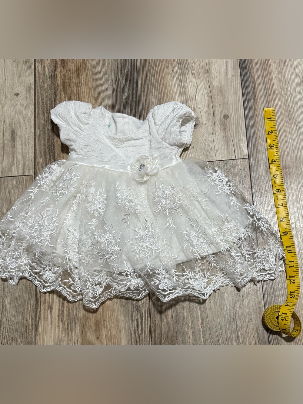 Nannette Ivory Lace Tulle Party Dress with Floral Applique